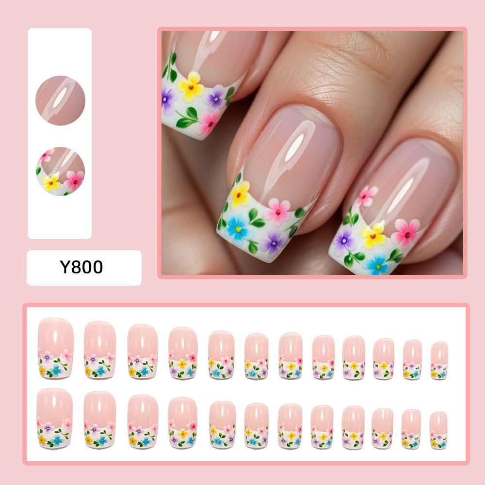 Artistic Nail Extensions with Colorful Flower Designs Stornfield