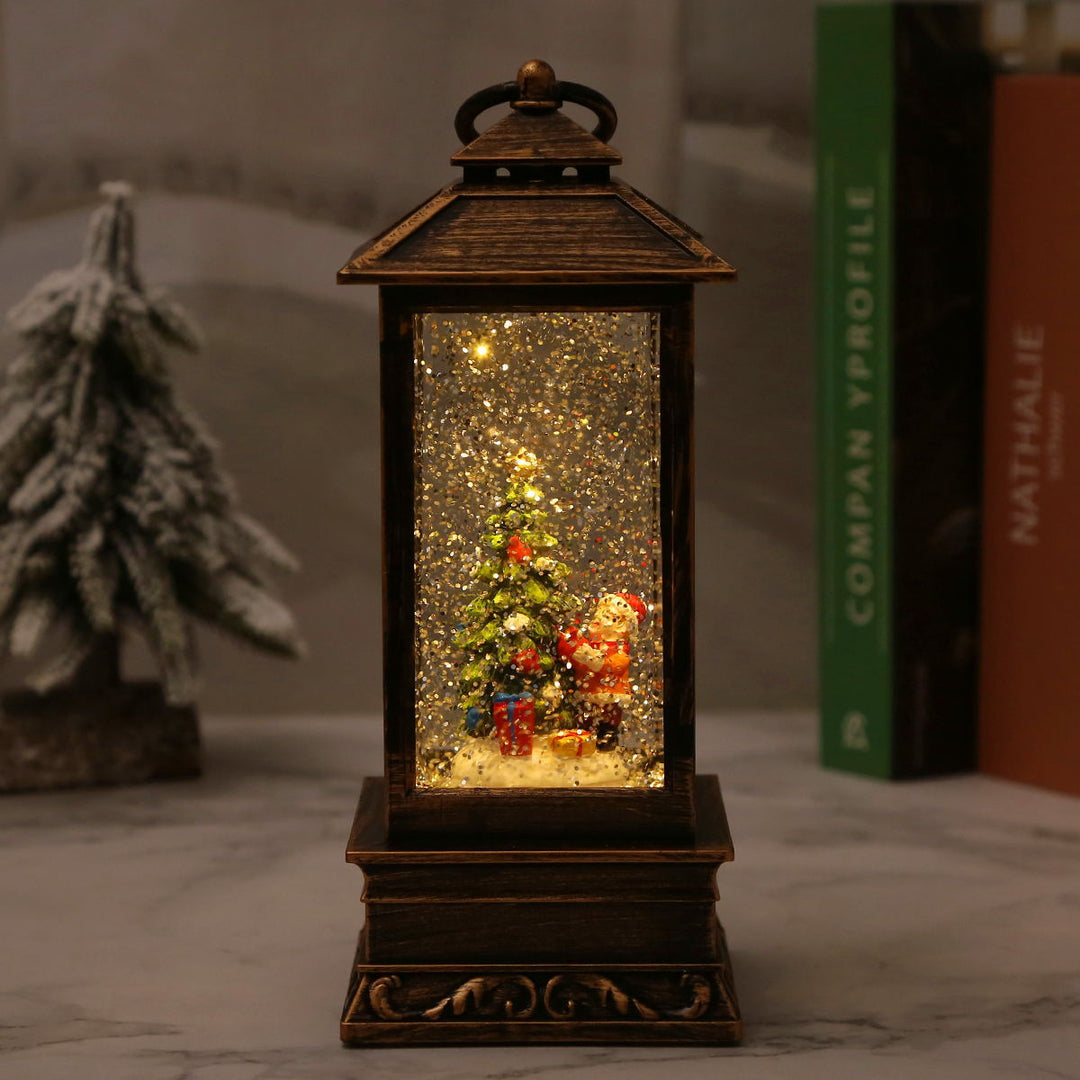 Vintage Christmas lantern with snowman and LED lighting Stornfield