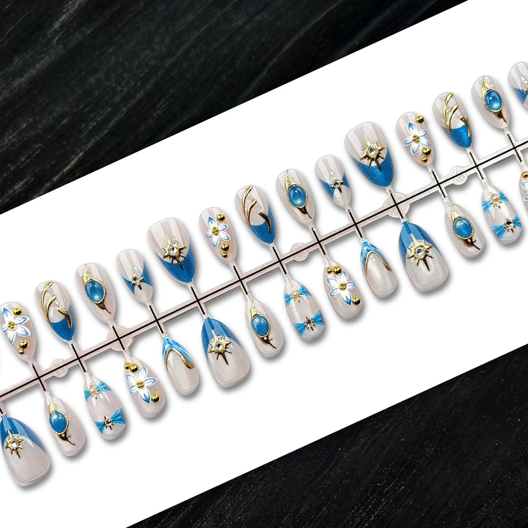 Artistic Jewel-Embellished Nail Set