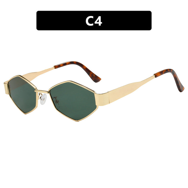Women's geometric sunglasses with narrow metal frame and polarized lenses Stornfield