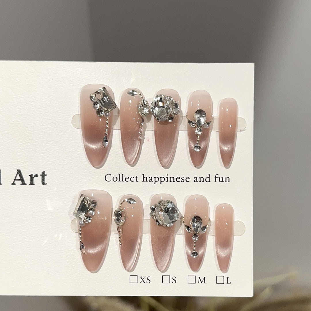 Glamorous Crystal-Decorated Press-On Nail Set