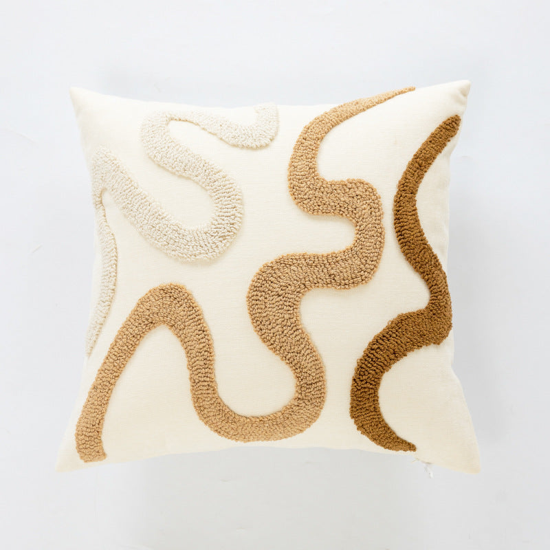 Plush Faux Fur Ribbed Grid Square Throw Pillow with Channel-Quilt Texture