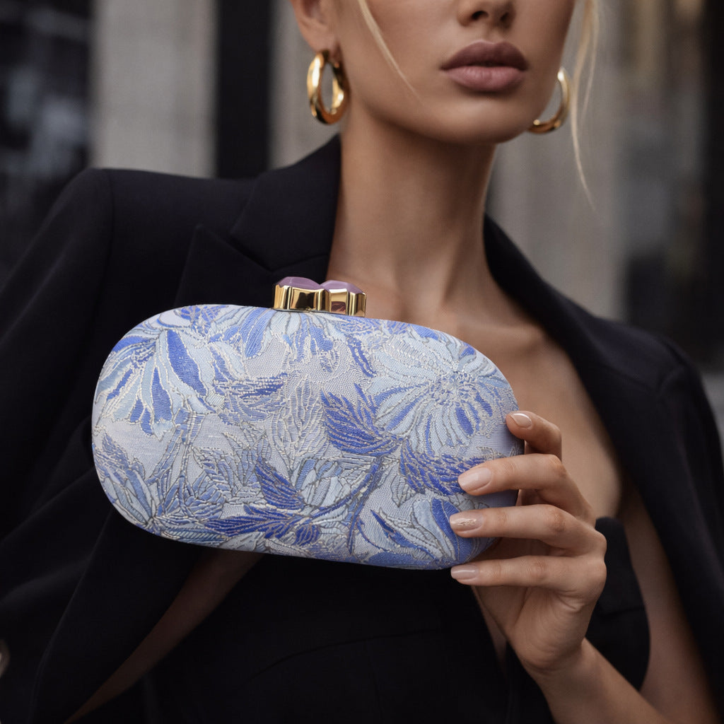 Embroidered Floral Clutch