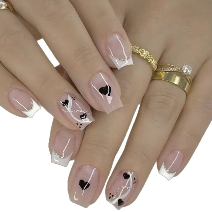 Elegant Heart-Design Press-On Nail Set Stornfield