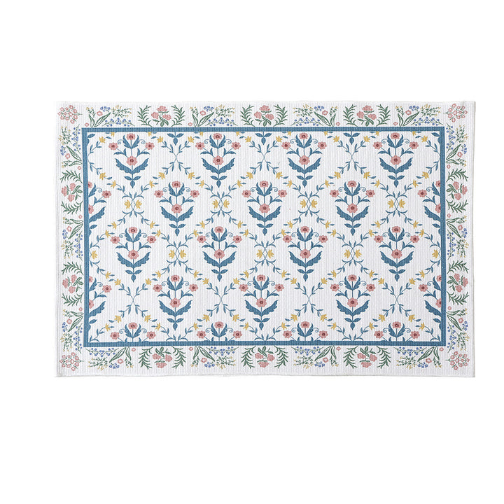 Woven cotton bath mat with floral allover jacquard pattern Stornfield