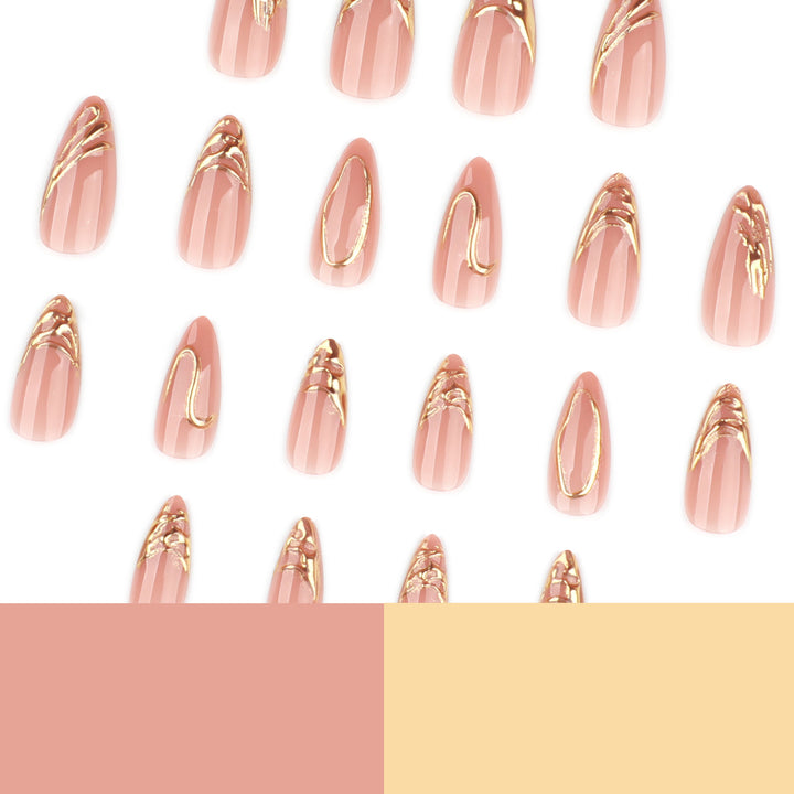 Artistic acrylic nails with gold embellishments Stornfield
