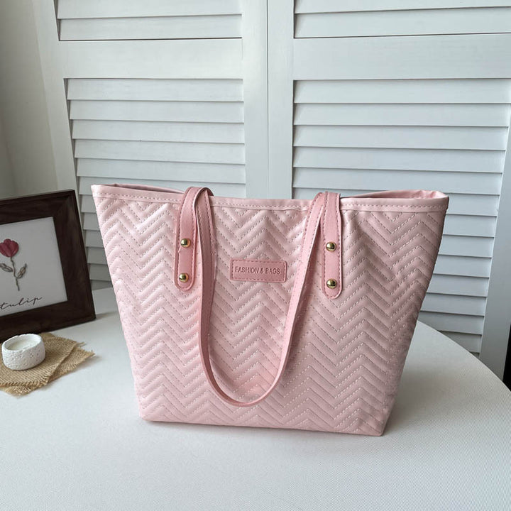 Textured Herringbone Pattern Tote Bag