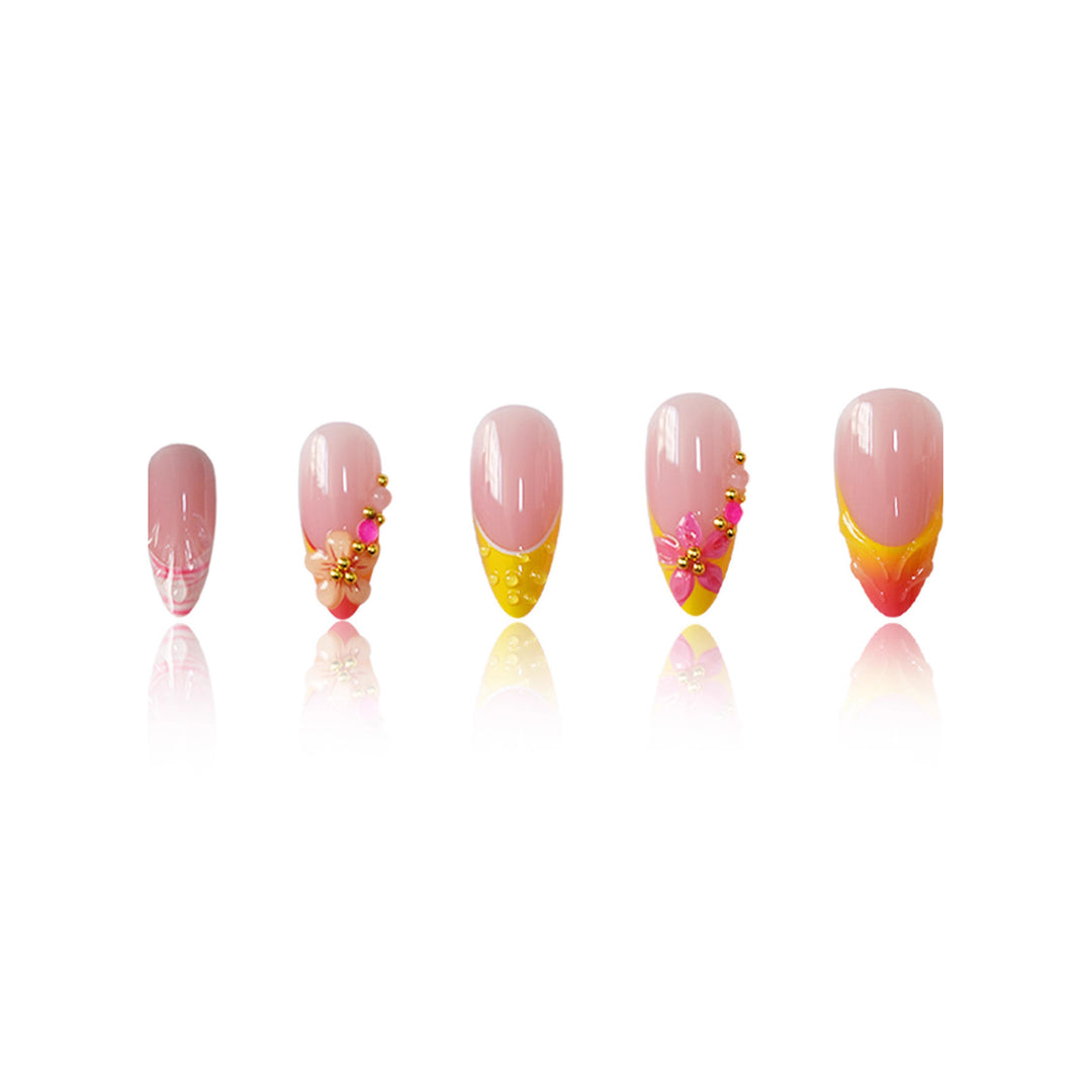 Artistic Floral Accent Press-On Nail Set Stornfield
