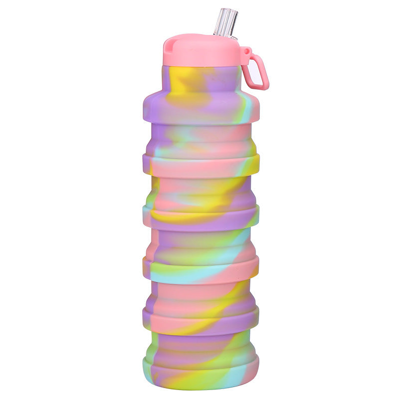 Women flexible silicone drinking bottle with integrated folding function Stornfield