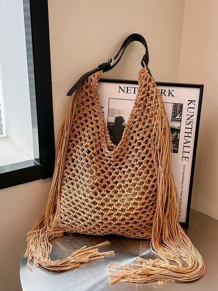 Handcrafted Stylish Tote Bag with Fringes Stornfield