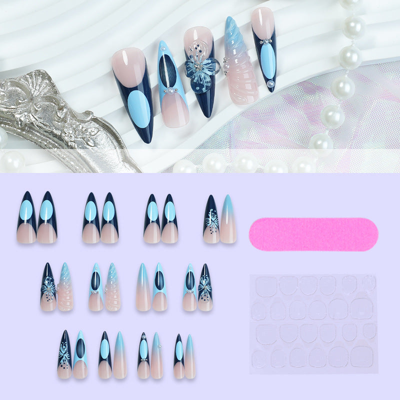 Decorative Press-On Nail Art Set with Elegant Ombre and Floral Designs Stornfield