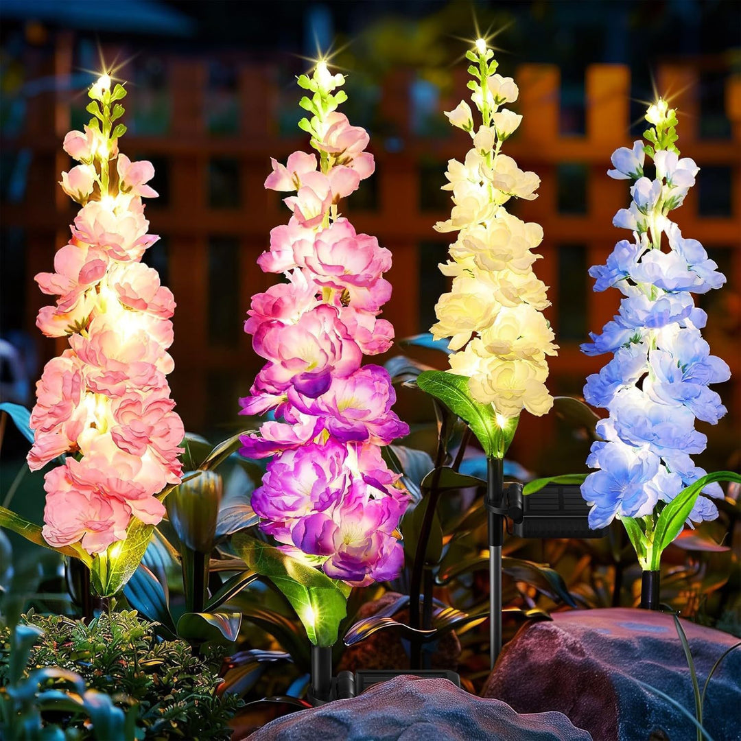 Decorative Tall Artificial Delphinium Garden Stake With Stainless Steel Spike And Adjustable Clip Stornfield