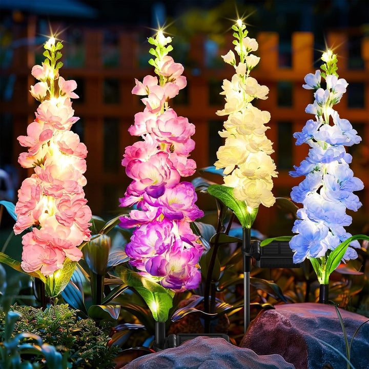 Decorative Tall Artificial Delphinium Garden Stake With Stainless Steel Spike And Adjustable Clip Stornfield