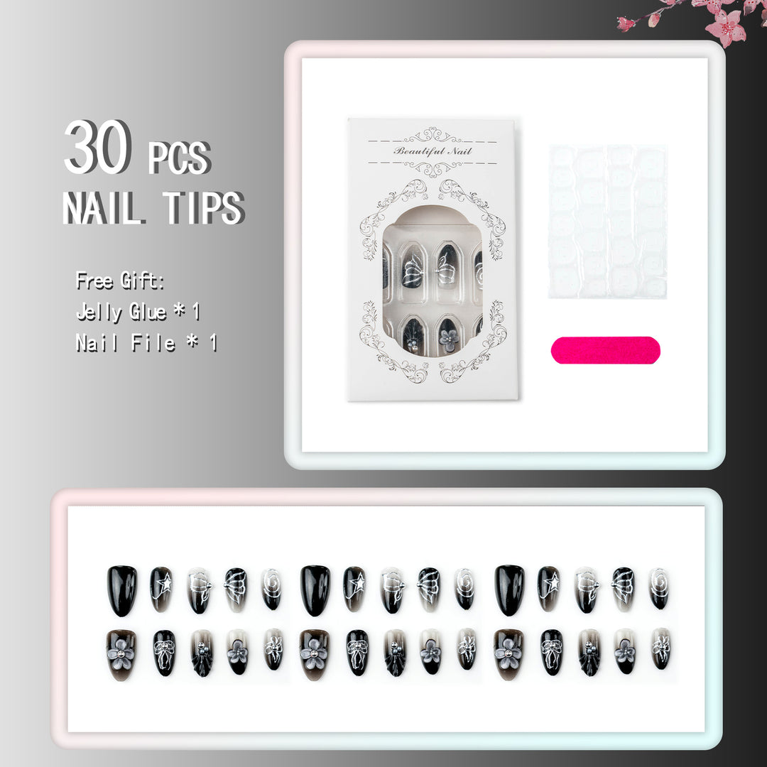 Artistic Floral-Themed Press-On Nail Set