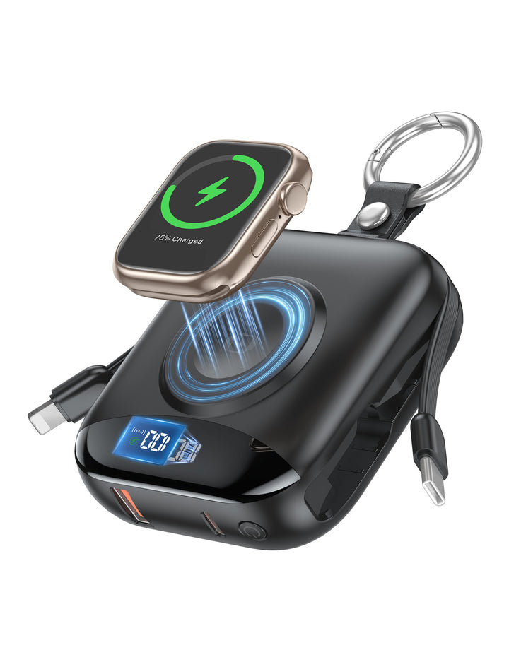 Portable inductive charger with integrated battery and LCD display Stornfield