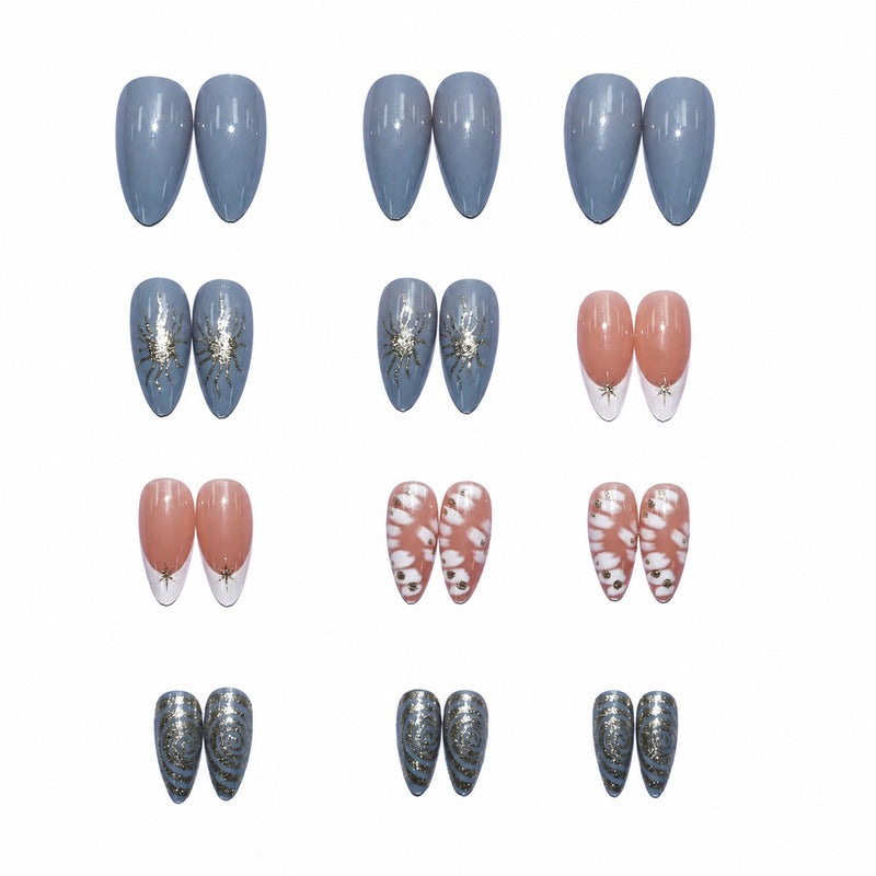 Elegant Premium Artificial Nails with Floral and Glitter Designs Stornfield