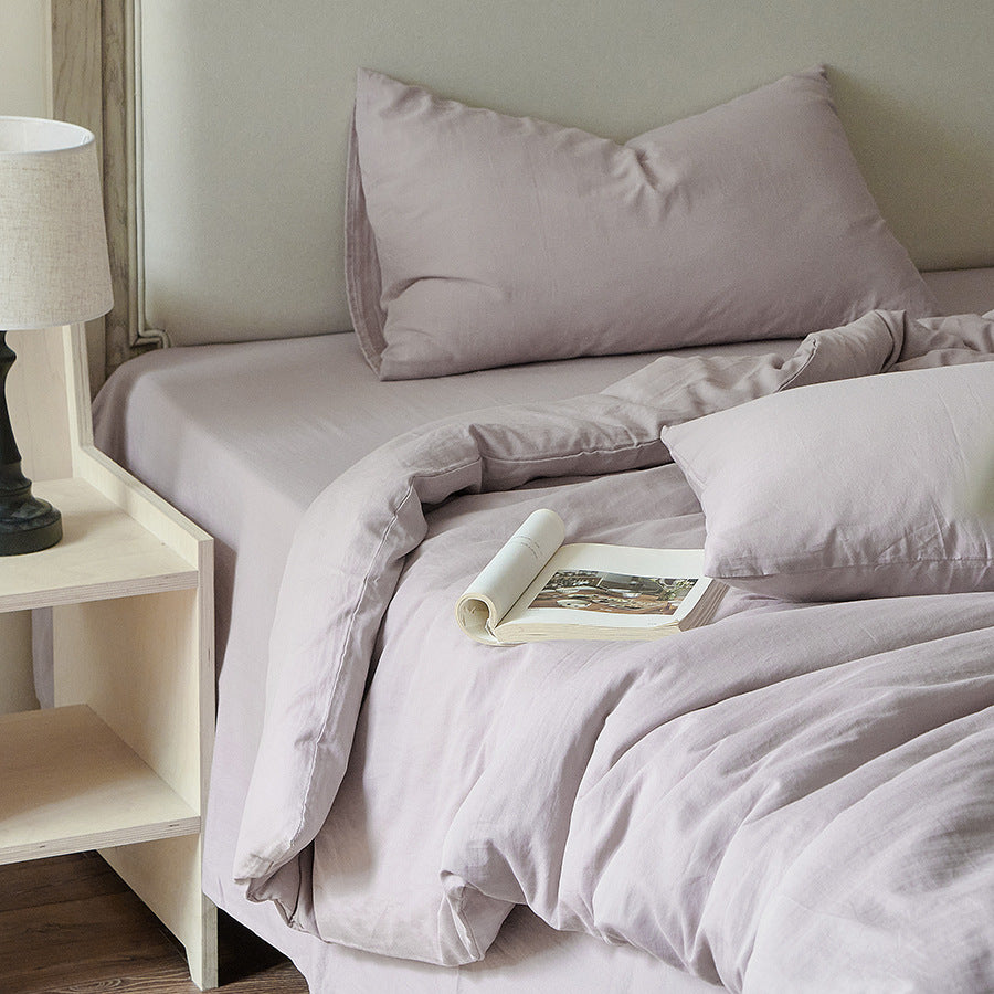 Stonewashed Cotton Sateen Duvet Cover and Sheet Set with Envelope Pillowcases