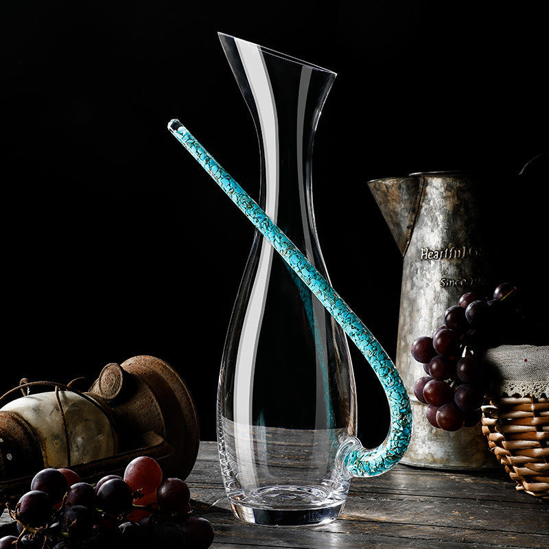 Coral Turquoise Stem Red Wine Glasses and Decanter Set | Stornfield