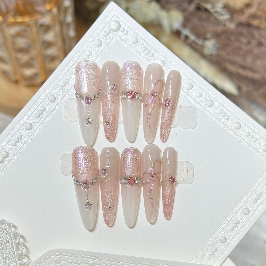 Glamorous Stiletto Press-On Nail Art Set with Sparkling Rhinestones Stornfield
