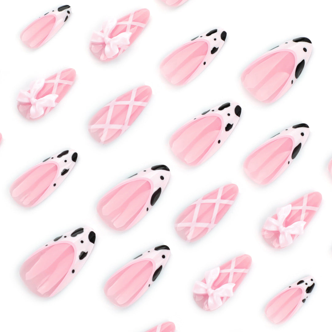 Artistic Nail Extensions with Fine Bow Patterns Stornfield