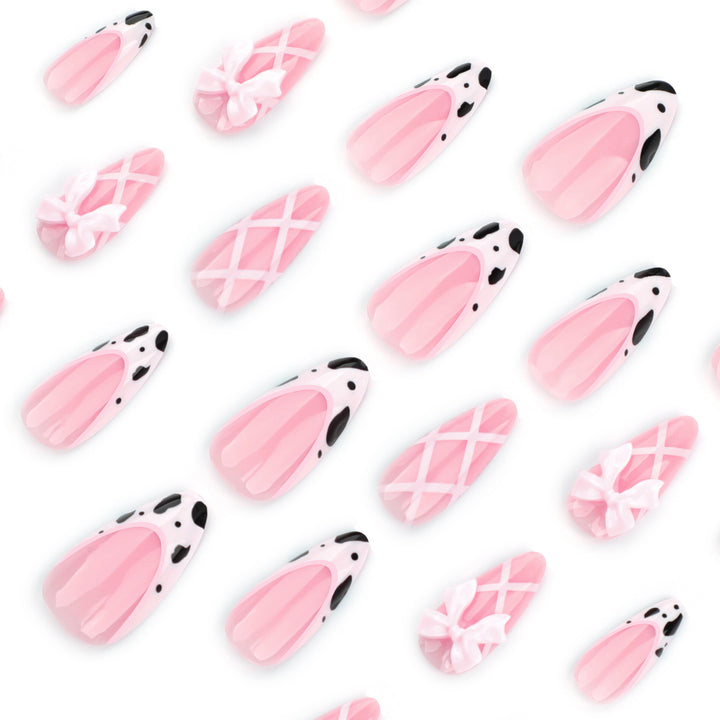 Artistic Nail Extensions with Fine Bow Patterns Stornfield
