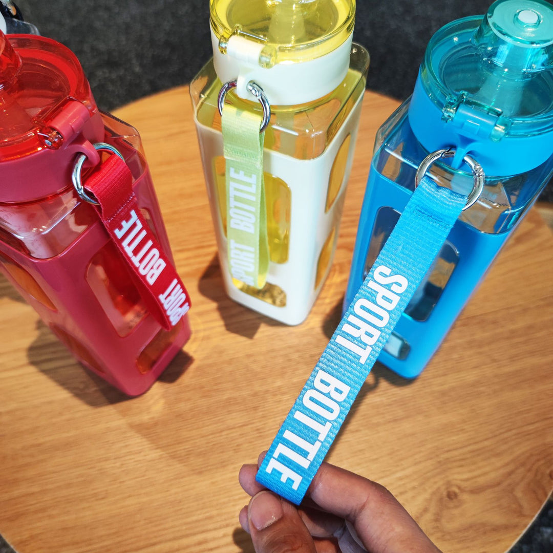 Women's water bottle with integrated time markers and straw Stornfield