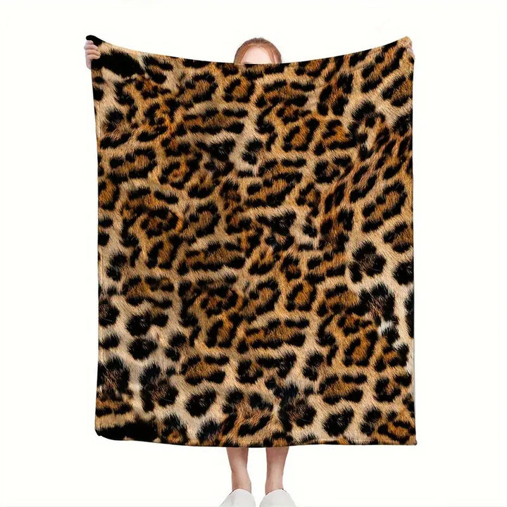 Plush Leopard Print Throw Blanket