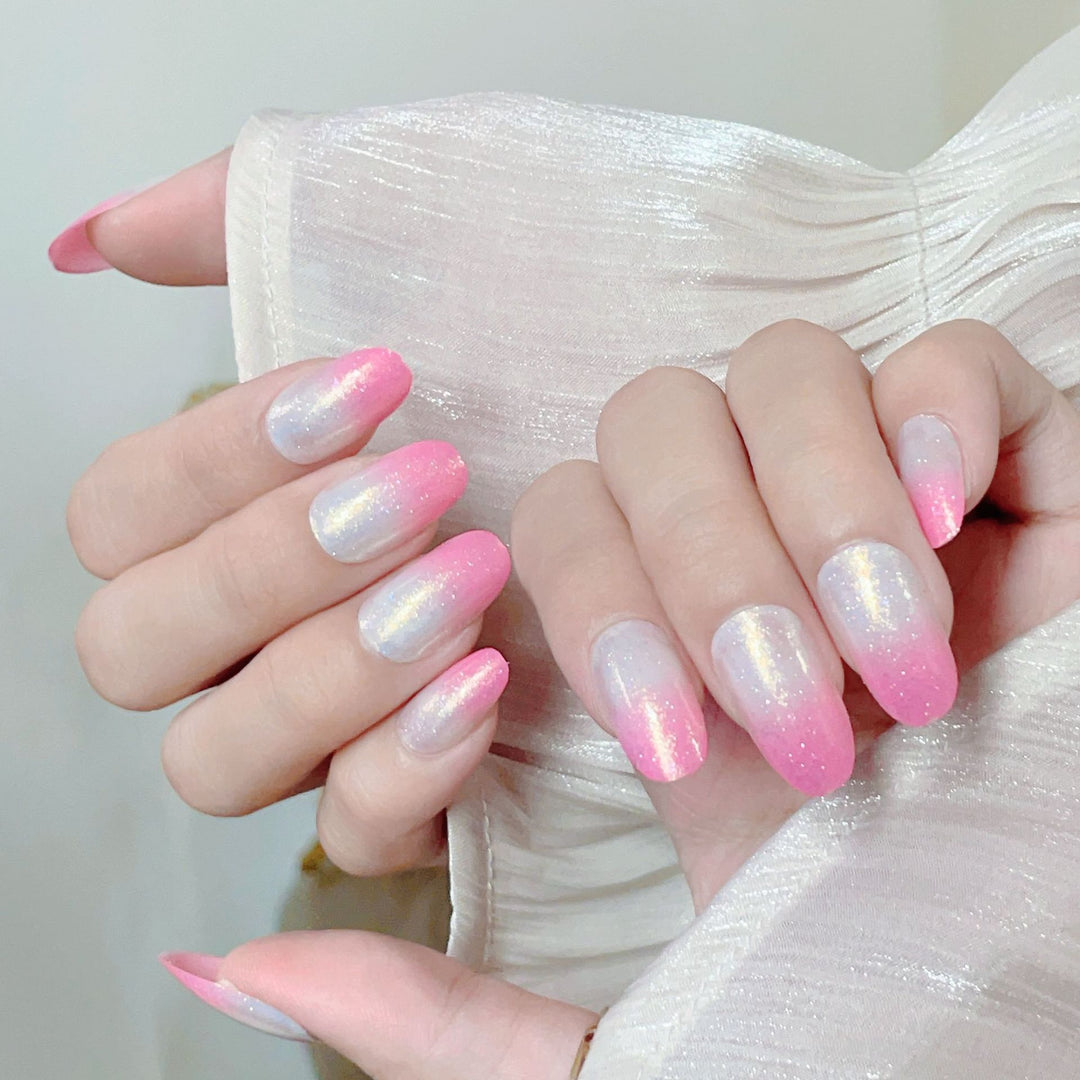 Artificial nails with glitter gradient and ombre effect Stornfield