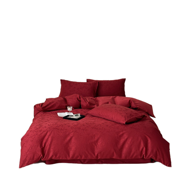 Premium bedding set made of cotton satin with fine tone-on-tone bamboo jacquard
