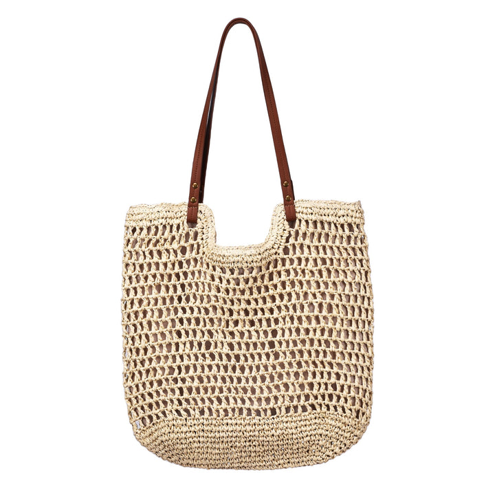Handwoven cotton bag with leather handles Stornfield