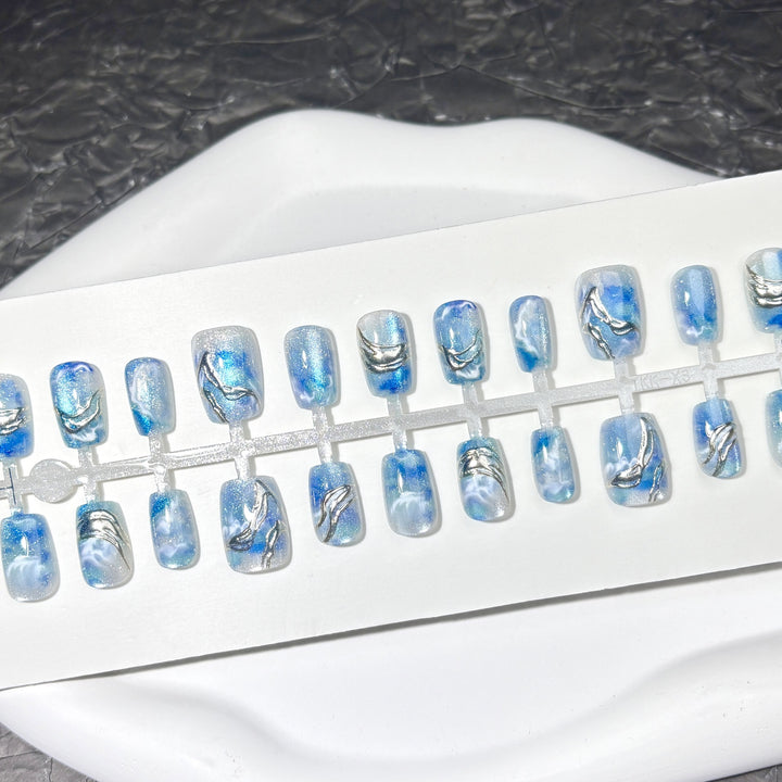 Ocean-Inspired Decorative Press-On Nail Set