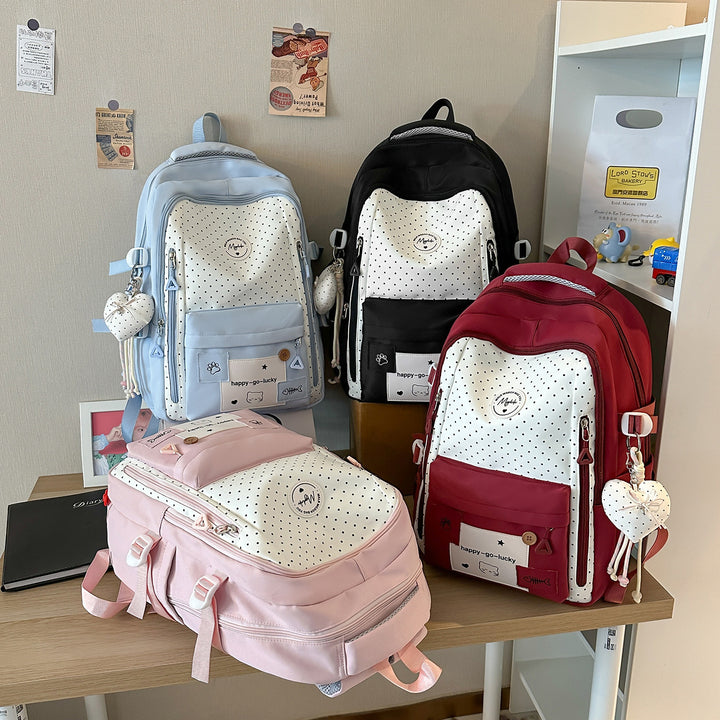Playful Polka Dot Casual Backpack Stornfield