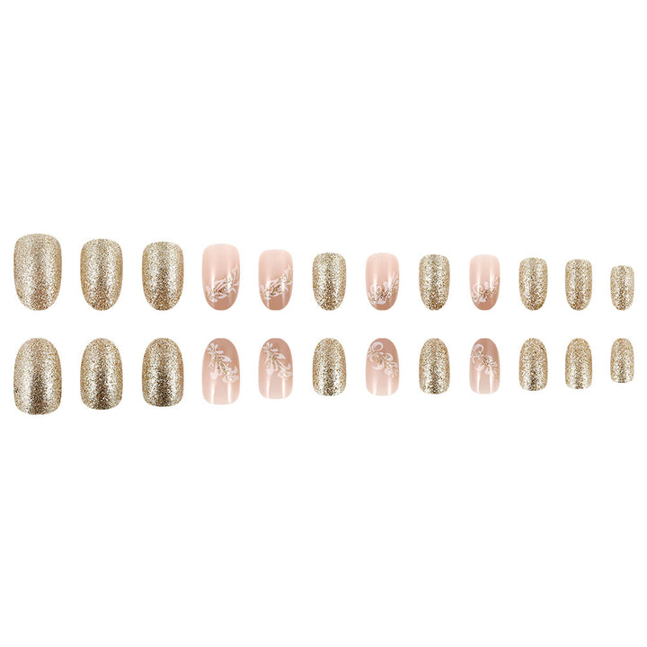 Elegant Floral Glitter Press-On Nails Stornfield