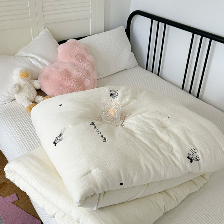 Foldable futon mattress topper with soft microfiber & dog application