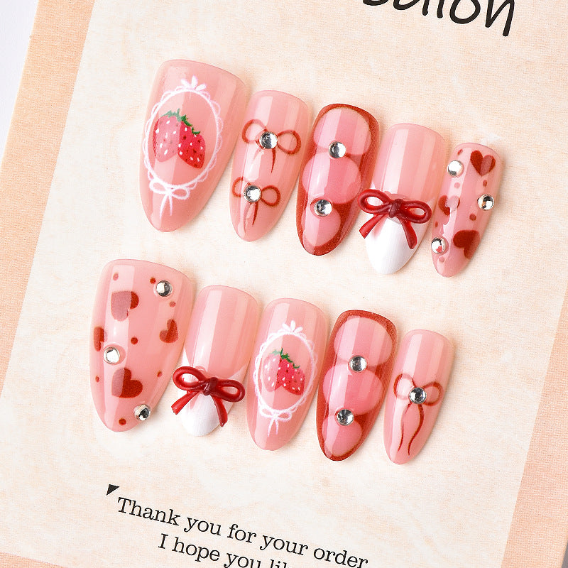 Cute Strawberry-Themed Press-On Nail Art Set Stornfield