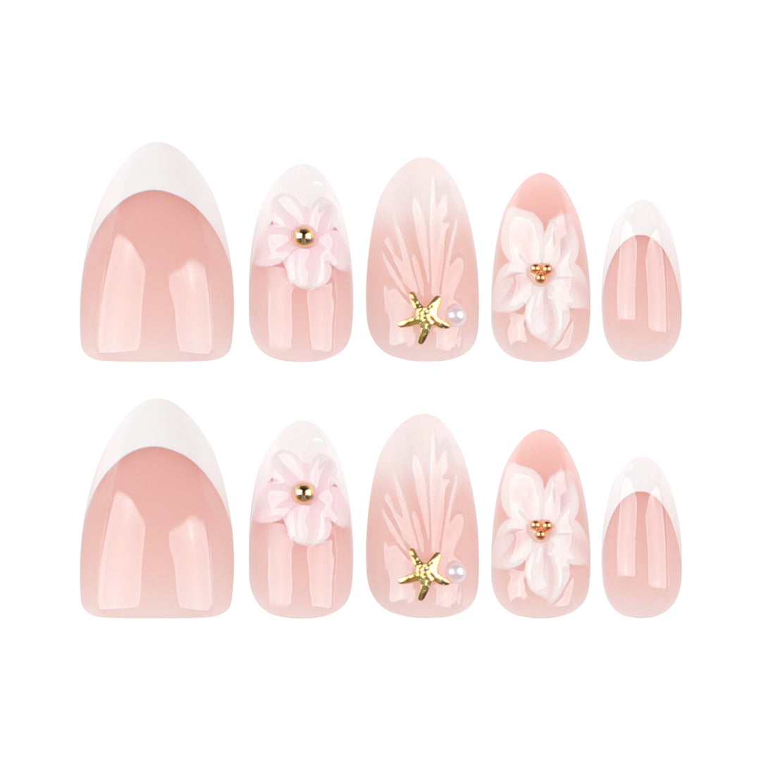 Elegant artificial nails with floral design and glitter accents Stornfield
