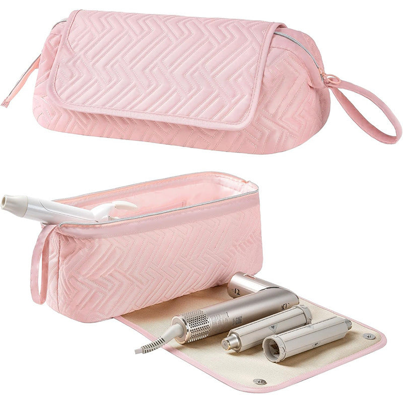 Cosmetic organizer bag with pre-made space for styling tools Stornfield
