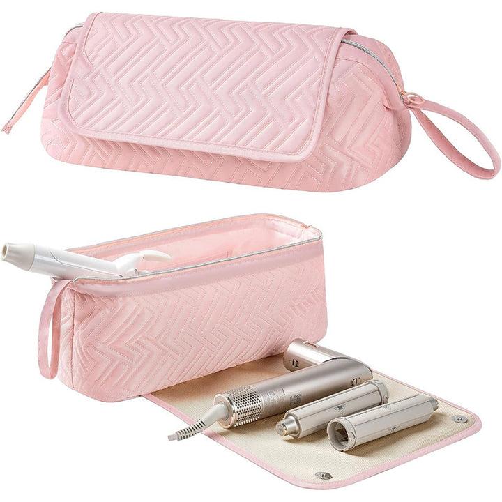 Cosmetic organizer bag with pre-made space for styling tools Stornfield
