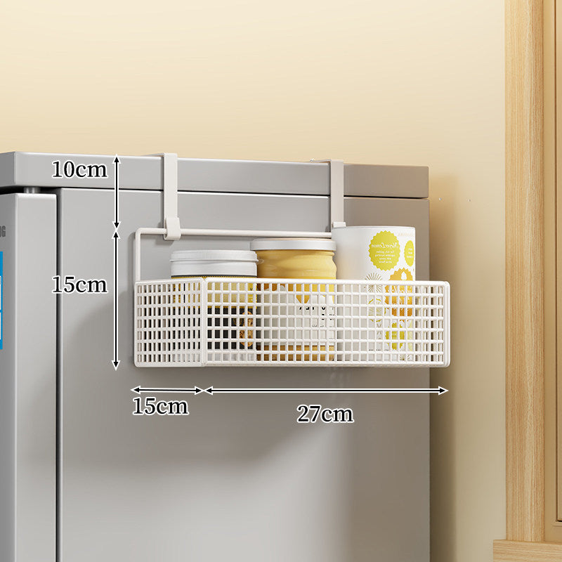 Over-the-Fridge Stacked Metal Mesh Hanging Storage Basket
