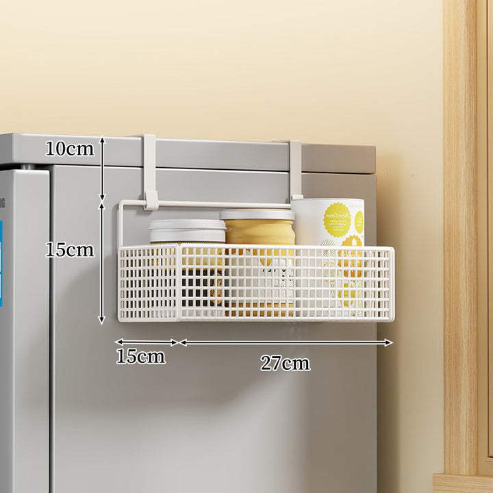 Over-the-Fridge Stacked Metal Mesh Hanging Storage Basket