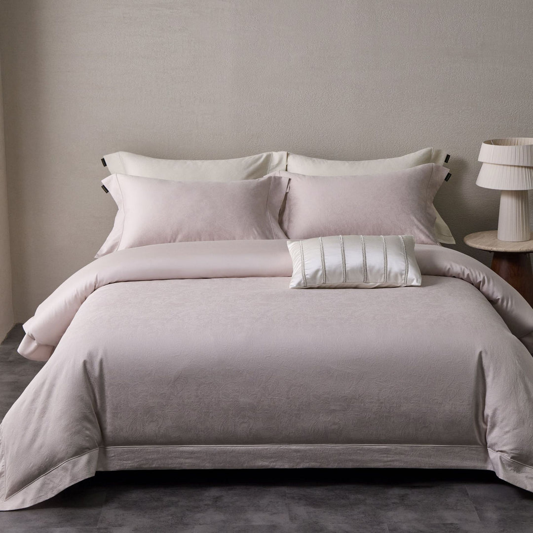 Cotton-Blend Jacquard Duvet Cover Set with Euro Shams & Decorative Lumbar