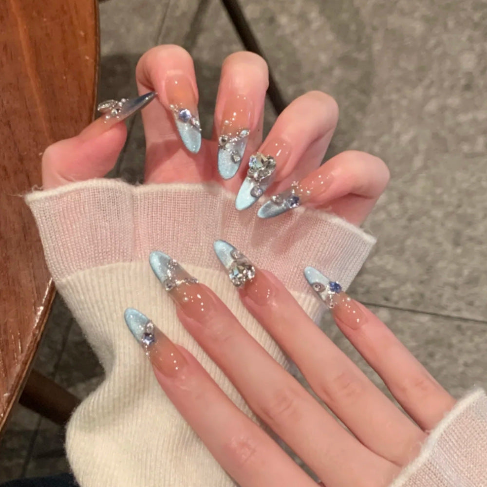 Decorative Press-On Nail Extensions with Bow and Rhinestone Accents Stornfield