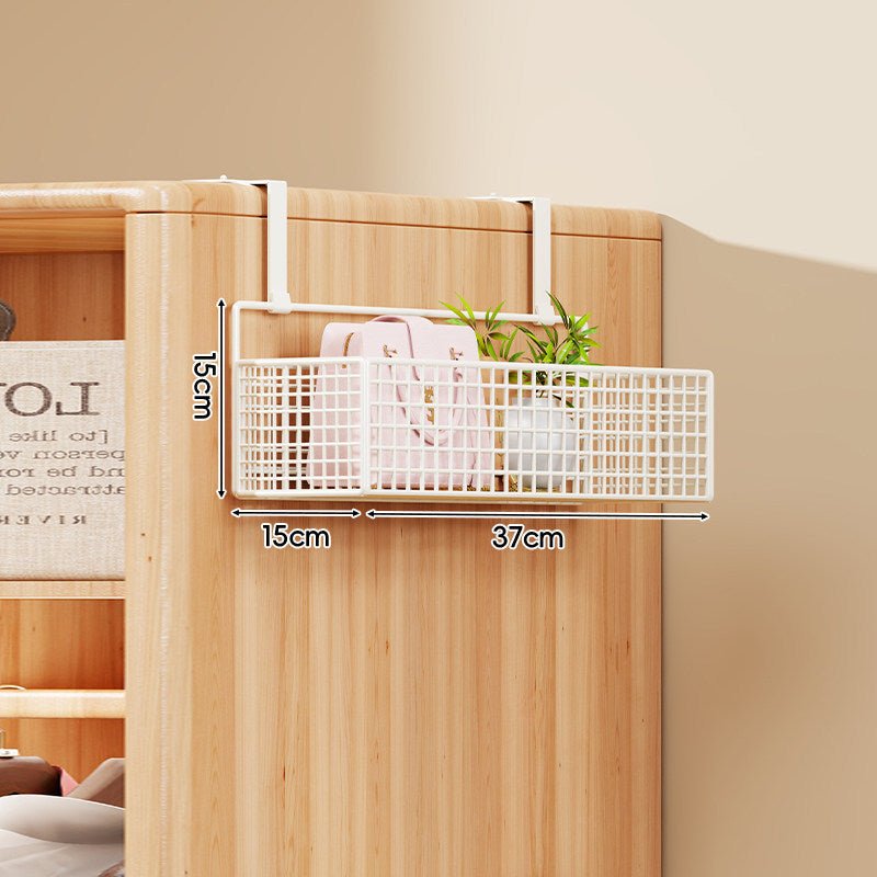 Over-Door Four-Tier Metal Mesh Hanging Storage Organizer with Integrated Hooks