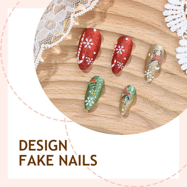 Festive Artificial Nail Set with Winter Motifs Stornfield