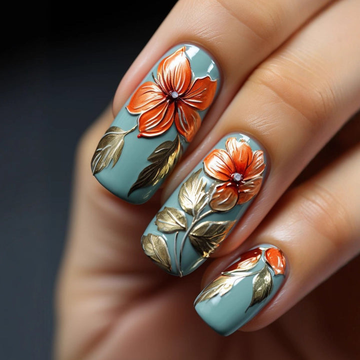 Artificial nails with elegant 3D flower design Stornfield