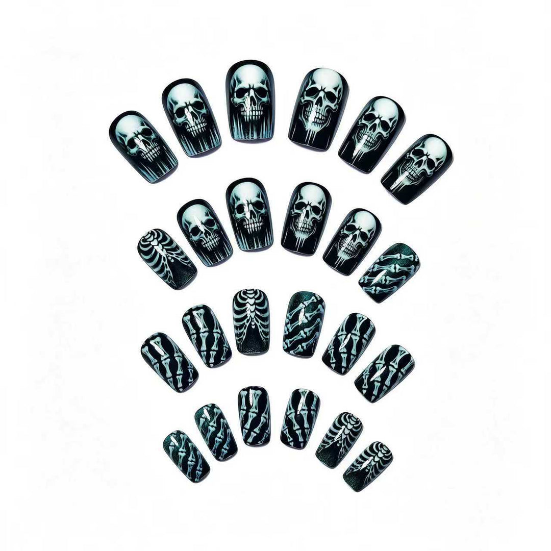 Creative artificial nails in spooky skull design Stornfield
