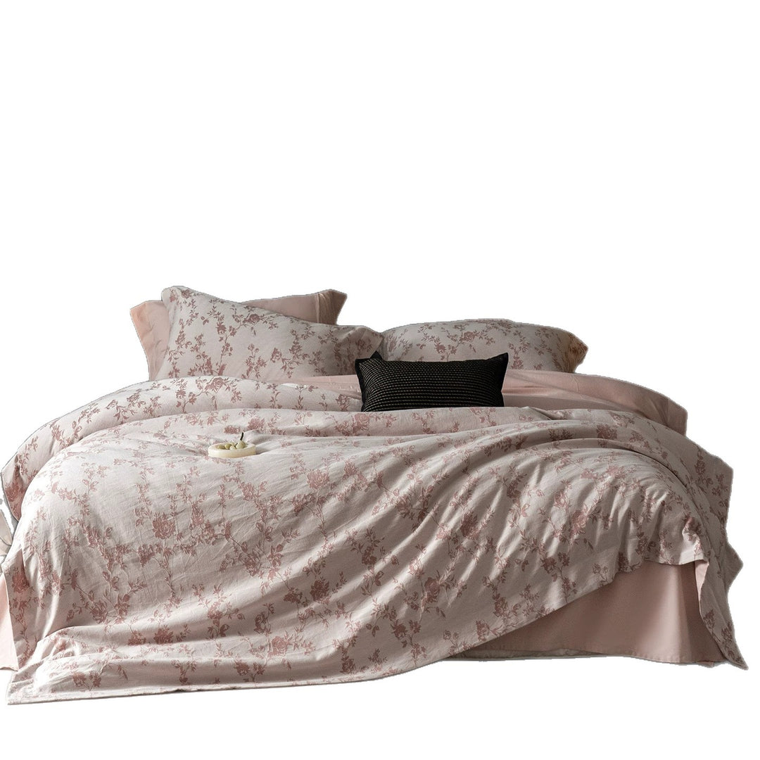Luxury Cotton Sateen Reversible Duvet Cover Set with Scrolled Jacquard Print and Tailored Hem