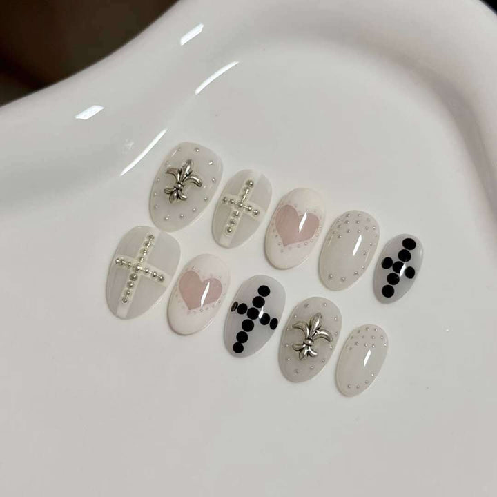 Decorative Press-On Nail Art Set with Unique Designs