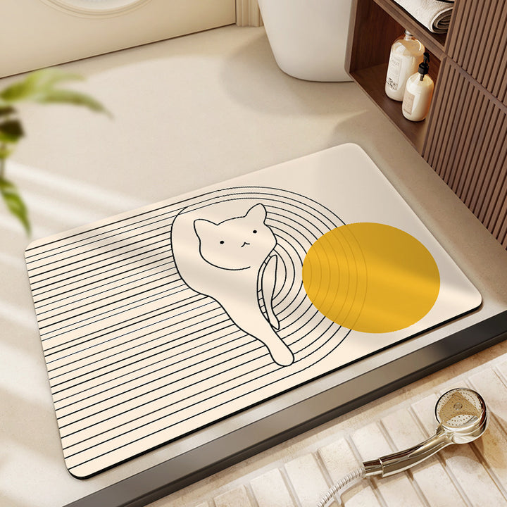 Artistic Cat-Themed Bath Mat Stornfield