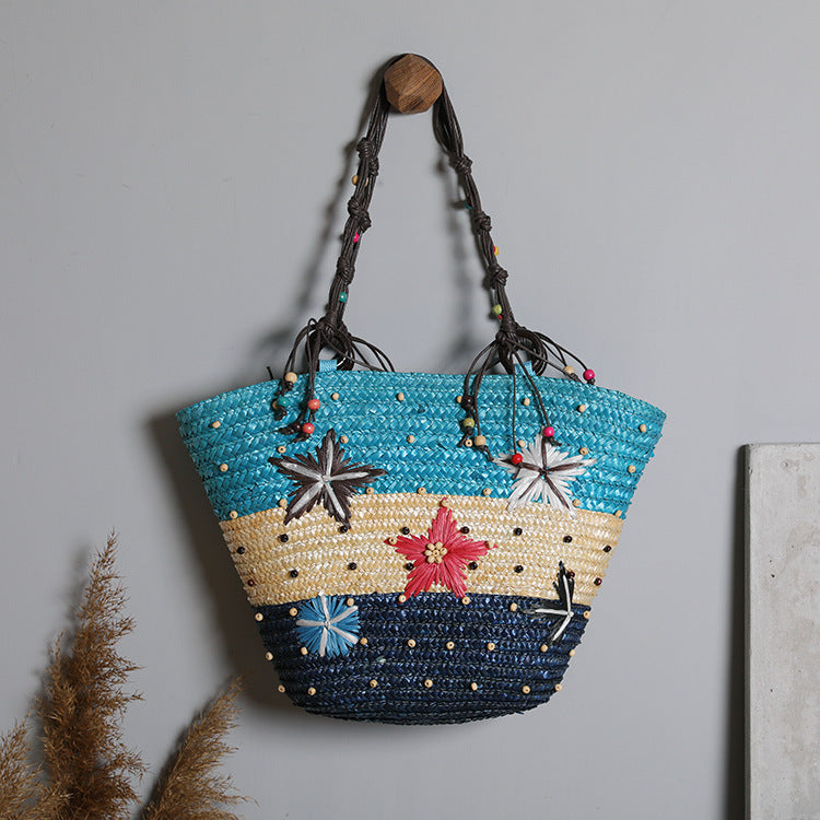 Beach bag with colorful flower pattern Stornfield